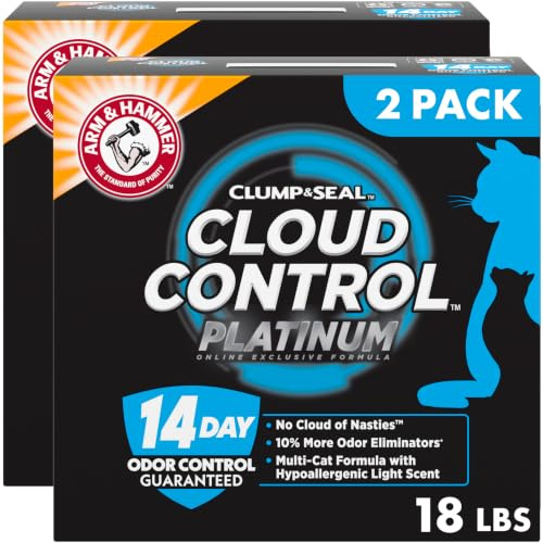 ARM & Hammer Cloud Control Platinum Cat Litter, Multi-Cat Clumping Litter, Hypoallergenic and Dust-Free, 14-Day Odor Control, 18 lbs