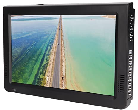 Televisor Portátil Recargable de 10 Pulgadas, Mini Televisor de Coche 1080P 12 V con 2 Altavoces Redondos, Batería Recargable de 1800 MAh, para Coche, Caravana, Camping, Exterior