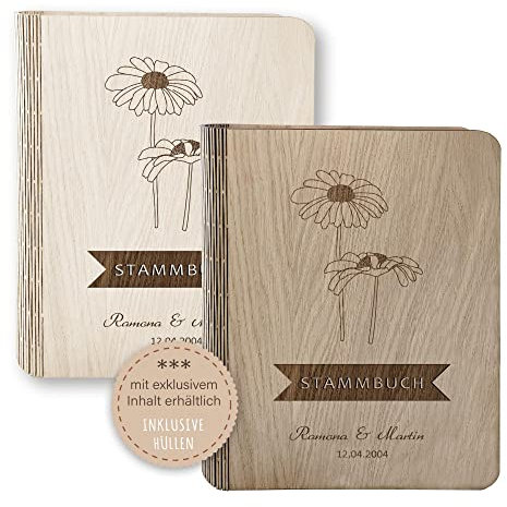 Stammbücher Holz Stammbuch der Familie personalisiert Idula Holzbuch A5 oder A4 Familienstammbuch Herz beige braun Handarbeit
