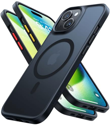 TORRAS Guardian-Mag für iPhone 15 Hülle für MagSafe (Zertifizierte Magnetkraft und Schutzkraft) Matt Handyhülle iPhone 15 Case Dünn Schwarz