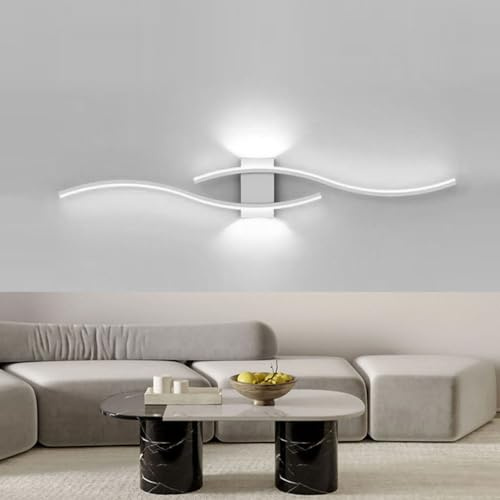 Applique murale intérieure LED, Blanche, Lumière blanche 6000K, 35W, Longueur 100 cm, AC 230V, Grande Applique murale chambre Aluminium Moderne 2900 lumens, convient pour salon, chambre, lit, couloir