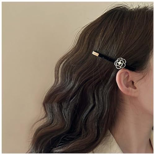 Xmsrn Vintage Kamelie Blume Haarspange Barrette Kamelie Blume Haarnadel Schwarz Kamelie Kopf Clip Barrette Schwarze Blume Haarschmuck Für Frauen Und Mädchen