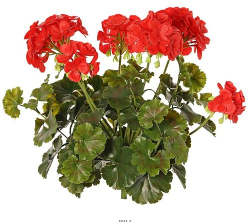 Artificielles.com - Geranio artificial de estaca H 38 cm 6 cabezas de plástico anti UV exterior rojo - color: Rojo