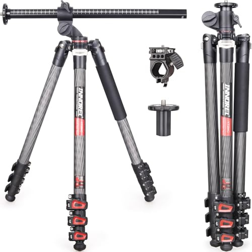 Tripode Horizontal de Fibra de Carbono INNOREL YT284C con Columna Central giratoria multiángulo, tripode Tubular Profesional de 29mm Monopod para videocde vídeo DSLR con Carga de Tiro aéreo de 20kg