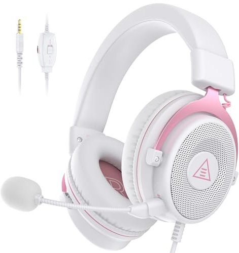EKSA E900 Wired Gaming Headset for Xbox One - PC Headset with Detachable Noise Cancelling Microphone, 3D Stereo Sound 50mm Driver- Gaming Headphones for Xbox S/X, PS4 PS5, Switch, Laptop (Pink)