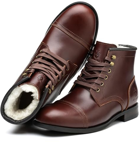SL-Saint Botas Clásicas Para Hombre Hechas a Mano Con Puntera Blanda,Impermeable-Piel/Lana de Austria Invierno (Marrón Lana Forro, Adulto, Hombre, 45, Números, Sistema tallas calzado EU, mediano)