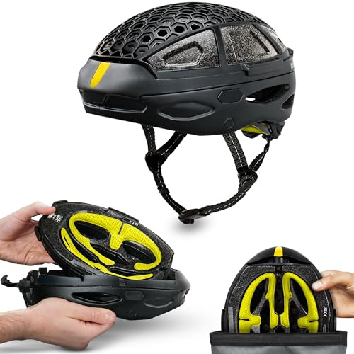 Newlane Foldable Bike Helmet (Yellow/M) | Easy-Fit Packable Bike Helmet