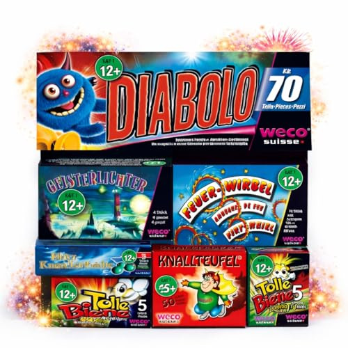 FLAME X BURN Diabolo XXL Set 70 Teile – Jugendspaß und Tischartikel Kat. F1 für Partys, Silvester und Jugendliche & Kinder 2026