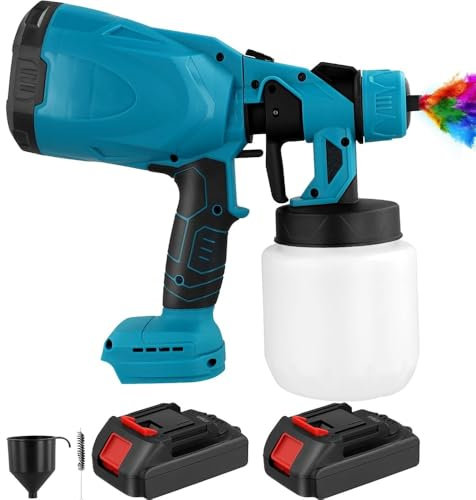 Pulvérisateur électrique sans fil avec 3 modes de pulvérisation, 2 batteries de 48 V et réservoir de 800 ml aérographe pour peinture pistolet pulvérisateur