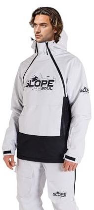SLOPE SOUL – Modello Wick – Giacca da Sci e Snowboard Uomo – Giacca Tecnica con Cappuccio – Impermeabile e Traspirante – Nero/Bianco (IT, Testo, M, XXL, Regular, Regular, Bianco/Nero)(Taglia/Size M)