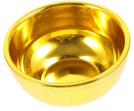 Mikikit Ciotola Buddista Dorata in Plastica Resistente Per Offerte Rituali, Ciotola Multifunzione Decorativa Per Uso Domestico e Templi, Tazza Per Cibo e Acqua Buddista Sacra Riutilizzabile
