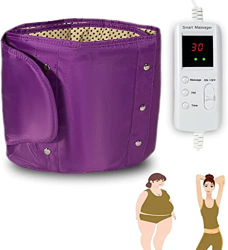 PINJAZE Electric Massager Sauna Belt 360 ° Whole Circle Heat Hot Belt Heating Massage Pad for Lower Back and Waist Pain Relief Deep Tissue,Body Shaper, Ab Workout (Purple)