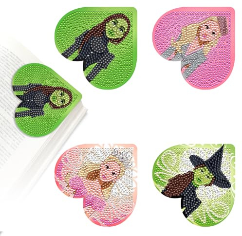 Boyigog Kit per piantatura diamantata per bambini, strumenti da disegno fai da te, set di adesivi con cristalli stampati a forma di cuore, quattro motivi stampati con principessa, 10 x 10 cm, adesivi