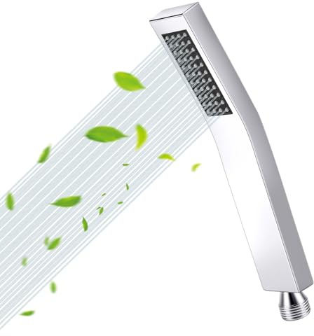 Handheld Shower Head High Pressure – 304 Stainless Steel Showerhead with Self-Cleaning Silicone Nozzles, Single Function Water-Saving Shower Head for Home Bathroom