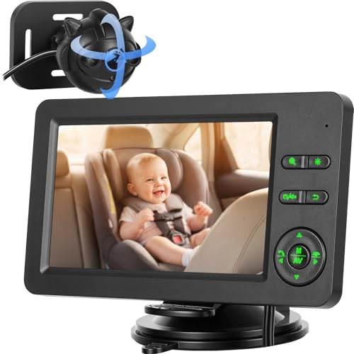 GOHHDL Cámara para Coche para bebés, Monitor HD de 4,3 Pulgadas para Coche con Bluetooth, Visión Nocturna y ángulo de visión, Cámara para Espejo retrovisor de Seguridad para Coche