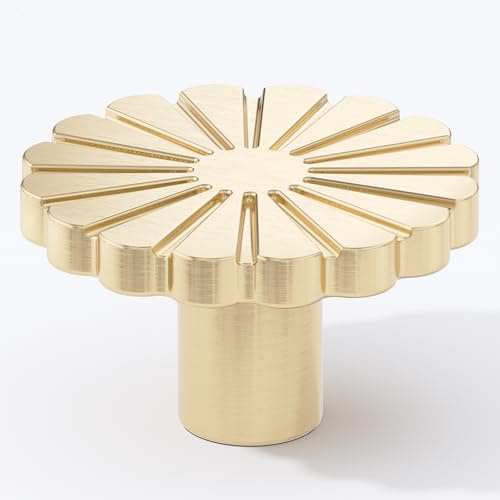 FURNIWARE 10 Stück Möbelknöpfe Gold, Küchenknöpfe Knauf 36.2mm, Schrankknöpfe Blumen, Solide Schrankgriffe, Türknauf Zinklegierung, Messing Kommode für Schränke, Kleiderschrank, Schublade