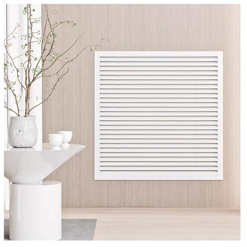 White Radiator Grille Angled Heat Dissipation Return Vent Cover Hot Water Baseboard Covers Office Balcony(17.72 x 17.72in/450 x 450mm)