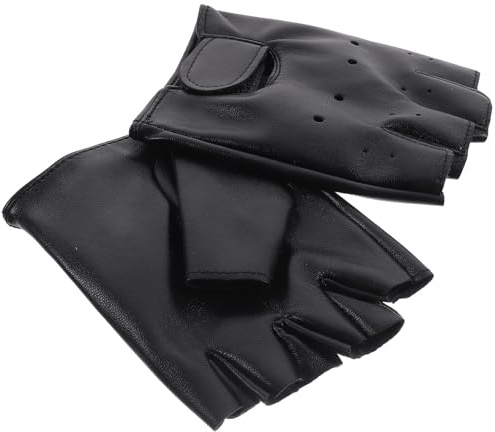 TOYANDONA 1 paio di guanti senza dita in pelle PU punk per bambini, gotici in pelle con borchie, costume punk, cosplay, Halloween, performance per bambini da 8 a 12 anni, ragazzi e ragazze
