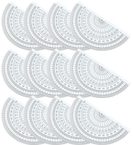 PACKOVE 50pezzi Goniometri Plastica Trasparente Gradi Semi Righello Geometrico Spesso Strumento Misura Angoli per Scuola Studio e Ufficio Stili multipli