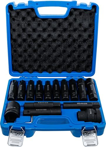 BGS 5246 | Lkw-Bit-Satz | 20 mm (3/4) + 25 mm (1) | 16-tlg. | Für Druckluftbetrieb | Außensechskant 22 mm | T-Profil (für Torx), Innensechskant, E-Profil | Chrom-Molybdän-Stahl