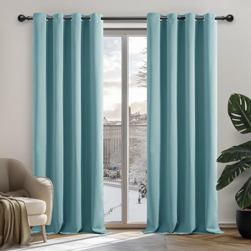 Deconovo Nursery Blackout Curtains Thermal Insulated Eyelet Curtains Blackout Curtain Panels 46 x 54 Inch Sky Blue 1 Pair