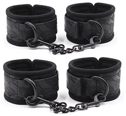 Hanyi Schwarz Bondage Hand Fuß Fessel Schwamm Klettverschluss Erotik Handschellen und Fußschellen Bondageset Sexspielzeug
