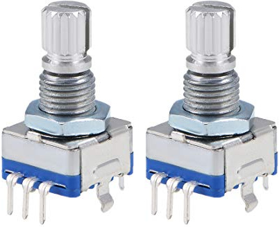 sourcing map 2Stk. 360 Grad Drehgeber Codeschalter Potentiometer EC11 | 7 Pins, 15mm Schaft