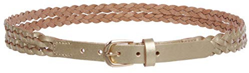 Damen Kombinativer Casual Leder Geflochten Doppelgürtel Gr. M/L- 91 cm, gold