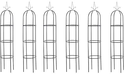 CLP Rankhilfe Romantika aus Metall | Witterungsbeständige freistehende Ranksäule | Durchmesser: 38 cm | Höhe: 190 cm, Farbe:schwarz, Größe:6er Set