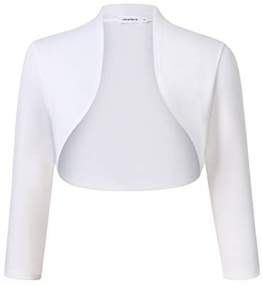 Clearlove Bolero Elegante para Mujer, Cardigan de Manga 3/4, Chaqueta Corta de Hombro Festiva, M