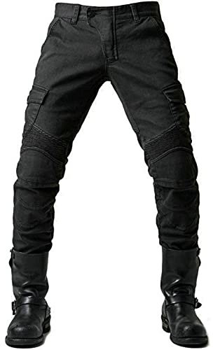 GEBIN Pantalon de Moto pour Hommes en Denim, Jeans Moto avec Protections Amovibles, Pantalon d'Équitation, Idéal pour la Conduite et Les Sports de Plein Air (Noir,2XL)