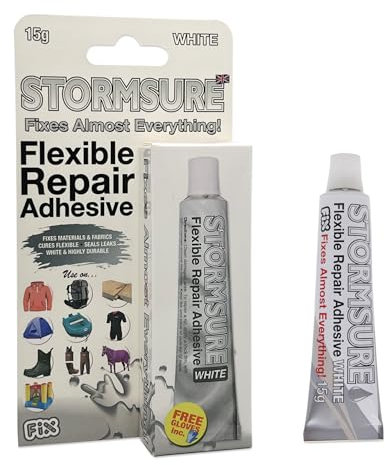 Stormsure Colle de réparation flexible blanche 15g : Colle essentielle blanche pour réparation de chaussures
