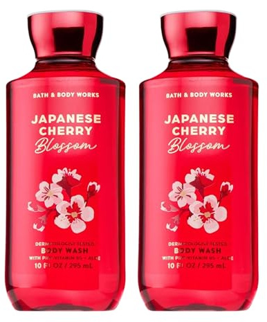 Bath & Body Works Japanese Cherry Blossom Body Wash, Nourishing Cleanser with Pro-Vitamin B5 & Aloe, Iconic Floral Scent, Gentle for Daily Use, 10 fl oz - 2 Pack