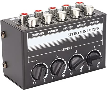 Dioche 4 Kanal Stereo Audio Mixer, CX400 Passiv Mixer Tragbarer Professioneller für Aufnahmestudio, Konsole, Bühne, Kleinen Club