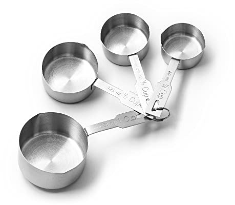 Forgast Cuillères à mesurer | Ensemble 4 pièces | Cuillères à mesurer en acier inoxydable | Essentiel dans chaque cuisine | Inox | Pour ingrédients liquides et secs | Capacité 60/80/125/250 ml