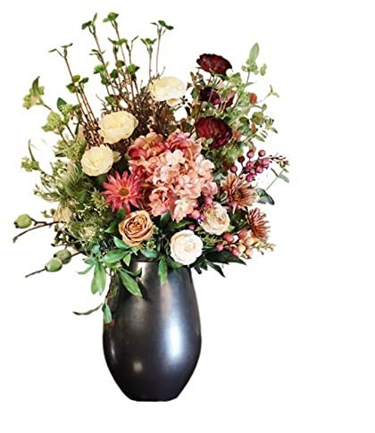 Künstliche Blumen mit Vase Heller, luxuriöser Simulationsstrauß im skandinavischen Stil, Esstisch, künstliche Blumendekoration, gerolltes Blumenarrangement mit Keramikvase Künstliche Blumen Deko