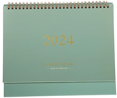 Ciieeo Großer Tischkalender Mit Spiralbindung Praktischer Schreibtischkalender in Frischem Bohngrün Langlebiges Papier Für Büro Zuhause Und Studium Als Dekoratives Organisationshilfsmitte