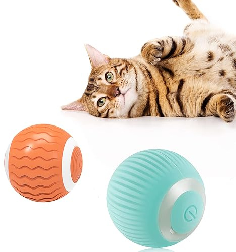 DYD Giochi per Gatti in Casa, 2 Giocattoli a Sfera per Gatti in Movimento Automatico, Palline Gatto Interattive Giochi per Gatti