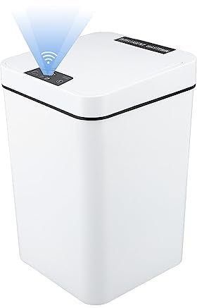 Fockety Pattumiera da Bagno con Coperchio, Pattumiera Touchless di Grande capacità da 18L Pattumiera Intelligente con Sensore di Movimento Automatico, Pattumiera in Plastica per Ufficio