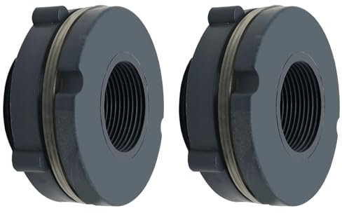 ZUDKSUY 2PCS 1.5 Bulkhead Fitting PVC Partition Accessories Aquarium Fitting 1-1/2 inch PVC Inner Wire Suitable for Rain Barrels, Aquariums, Water Tanks (1.5 Inches)