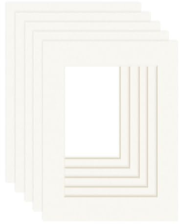 DEHA Design Passepartout (5er Set) Karton 18x24 cm für Bilder im Format 13x18 cm, Elfenbein