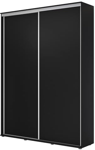 Meble Slupia - ZUZA Garderobenschrank - Kleiderschrank Schiebetüren - 160 x 242 x 45 cm - Kleiderstange Schrank - Kleider Schrank für Schlafzimmer, Flur, Jugendzimmer - Schwarz