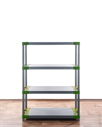 PROREGAL Kunststoffregal Grey Bear | Low | HxBxT 138x80x46cm | Fachlast 120kg | Grau-Grün | Plastikregal Kellerregal Lagerregal Steckregal