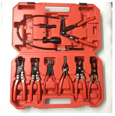Nützliches Handwerkzeug-Set, 9-teilig, flexibles Schlauchklemmen-Zangen-Set, Schwenkbacke, flaches, abgewinkeltes Band, Kfz-Werkzeuge, Bohrer Einfach zu bedienen für Anfänger und Profis