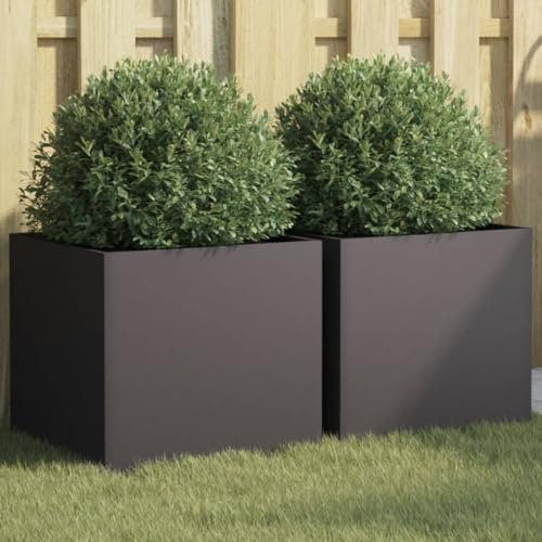 LAPOOH Jardineras 2 Unidades Acero Laminado en frío Negro 42x40x39 cm, Huerto Urbano Terraza, Jardineras Exterior, Jardineria Maceteros, Mesa De Cultivo, Huerto En Casa - 841548