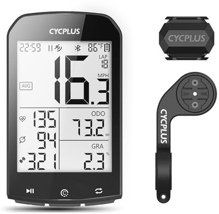 CYCPLUS Fahrradcomputer GPS Wireless, 2,9 Zoll Bildschirm ANT+ Fahrradcomputer GPS mit Bluetooth Funktion.Fahrrad Tachometer Geschwindigkeit/Trittfrequenzsensor Radfahren Mount 3 in 1 verpackt