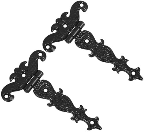 Housoutil Schwerlastscharnier Vintage-t-scharnier 2 Stück Antikes T-förmiges Scharnier Dekorative Geschnitzte Türscharniere Aus Für Kleine Holzkiste Schmuckschatulle Schrank Torschrank Kleiderschrank