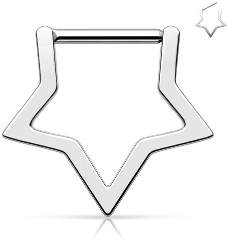 Melighting Titanium Septum Ring Star Helix Earring 16G Cartilage Earrings Septum Piercing Jewelry Conch Hoop Daith Piercing Jewellery