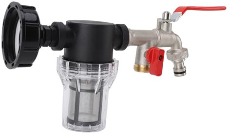 SUPYINI Irrigation Water Filter, Watering Filter For IBC Tank Tap Adapter Ton Barrel Joint Garden Irrigation Aquarium Pump Water Strainer (S60x6 to G1/2 Female with G1/2 Double Head