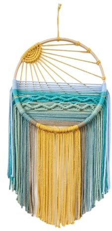Marooma Sunset Macramé para Colgar en la Pared, Tapiz Atrapasueños Arte de la Pared macramé Sol Decoración de la Pared Hecho a Mano Tejido Boho Tapiz Ornamento Amanecer Colgador